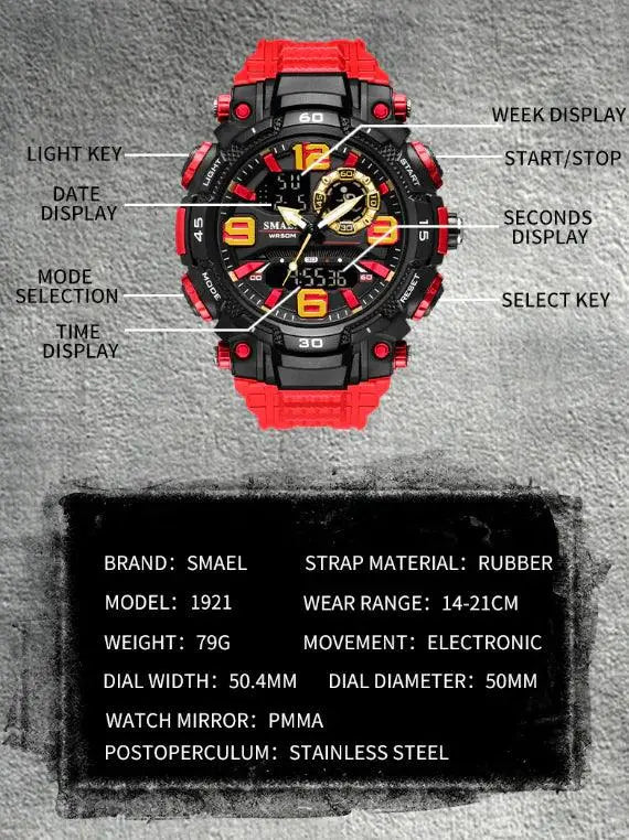 Military Men Watch Fashion Sport Outdoor G Wristwatch Male Digital Stopwatch - TETAEA