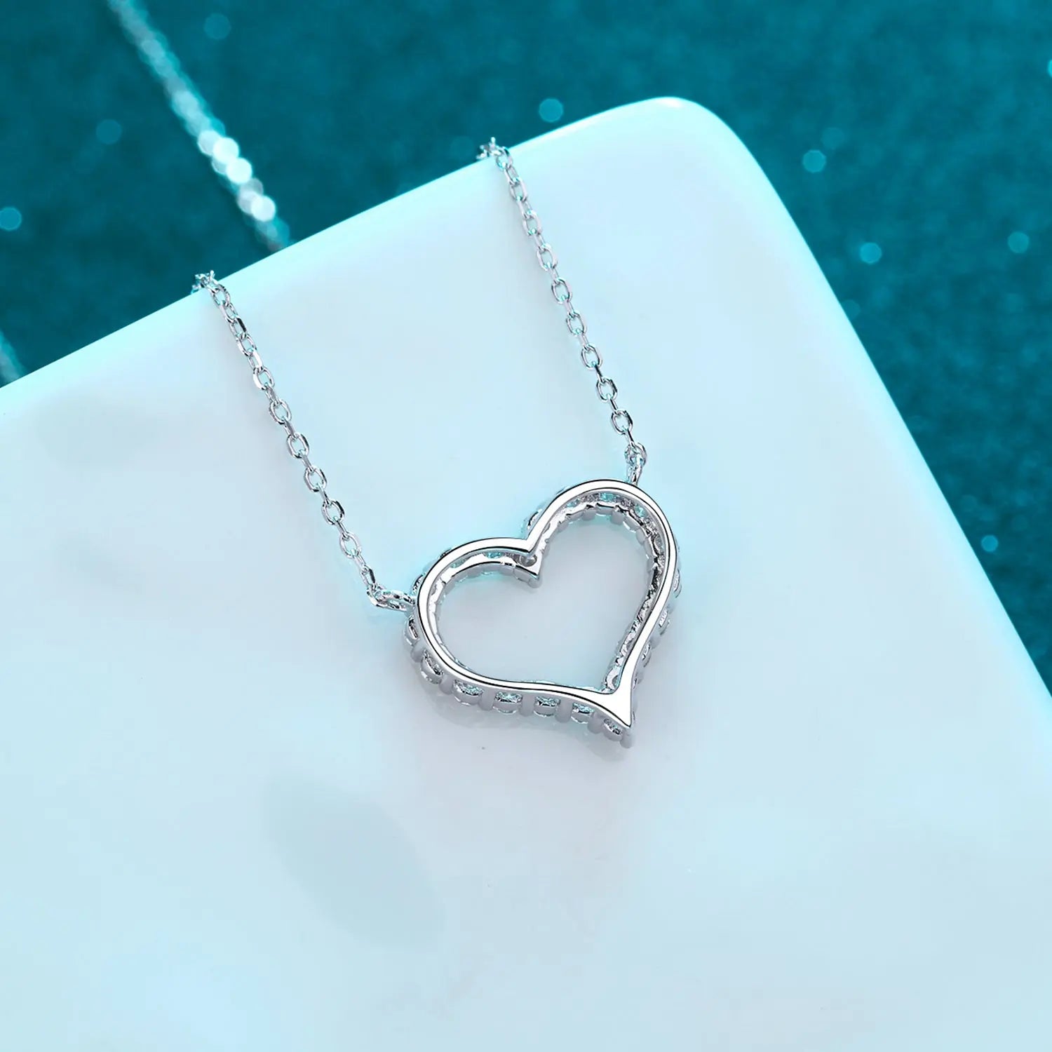 Moissanite 925 Sterling Silver Heart Shape Necklace Trendsi