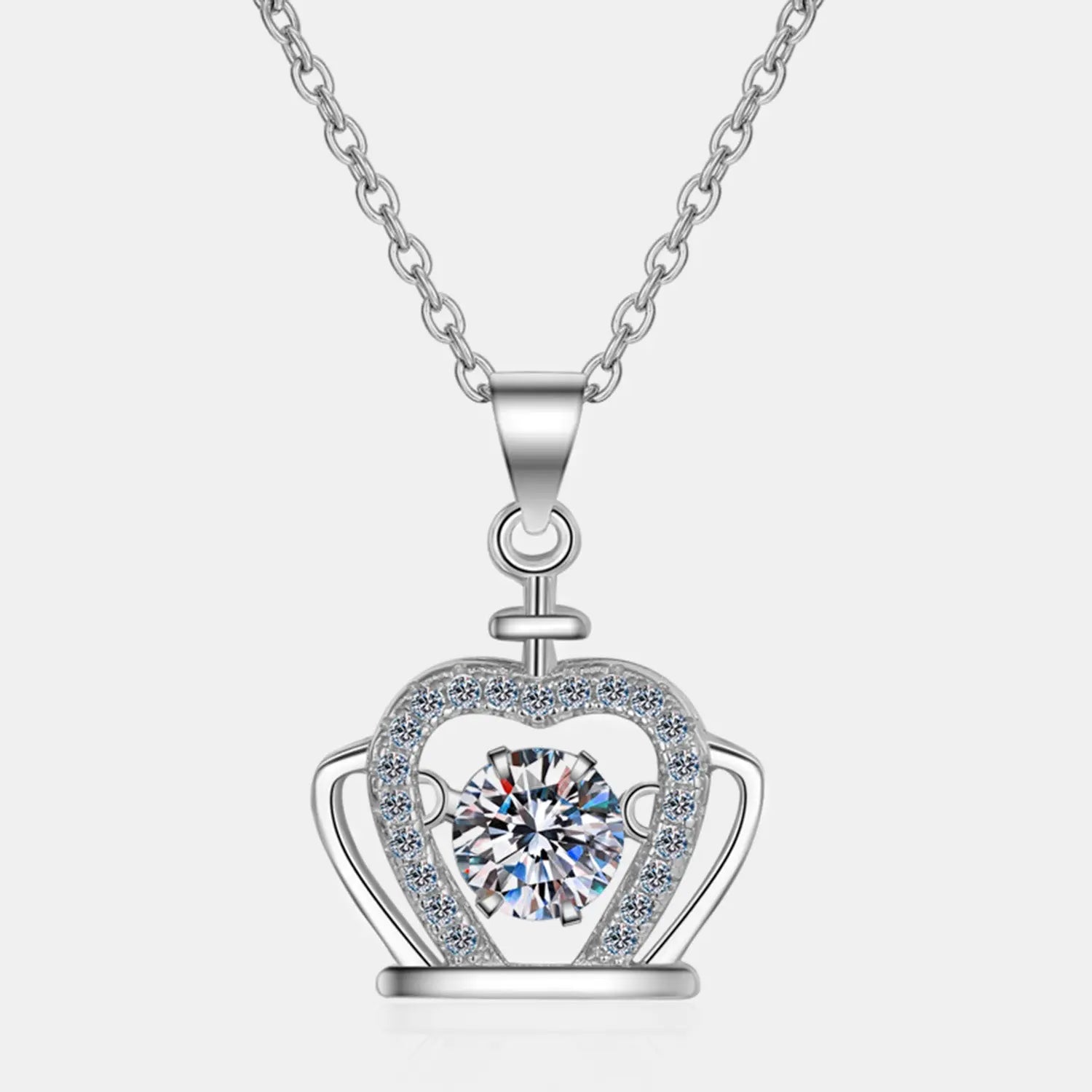 Moissanite Crown 925 Sterling Silver Necklace Trendsi