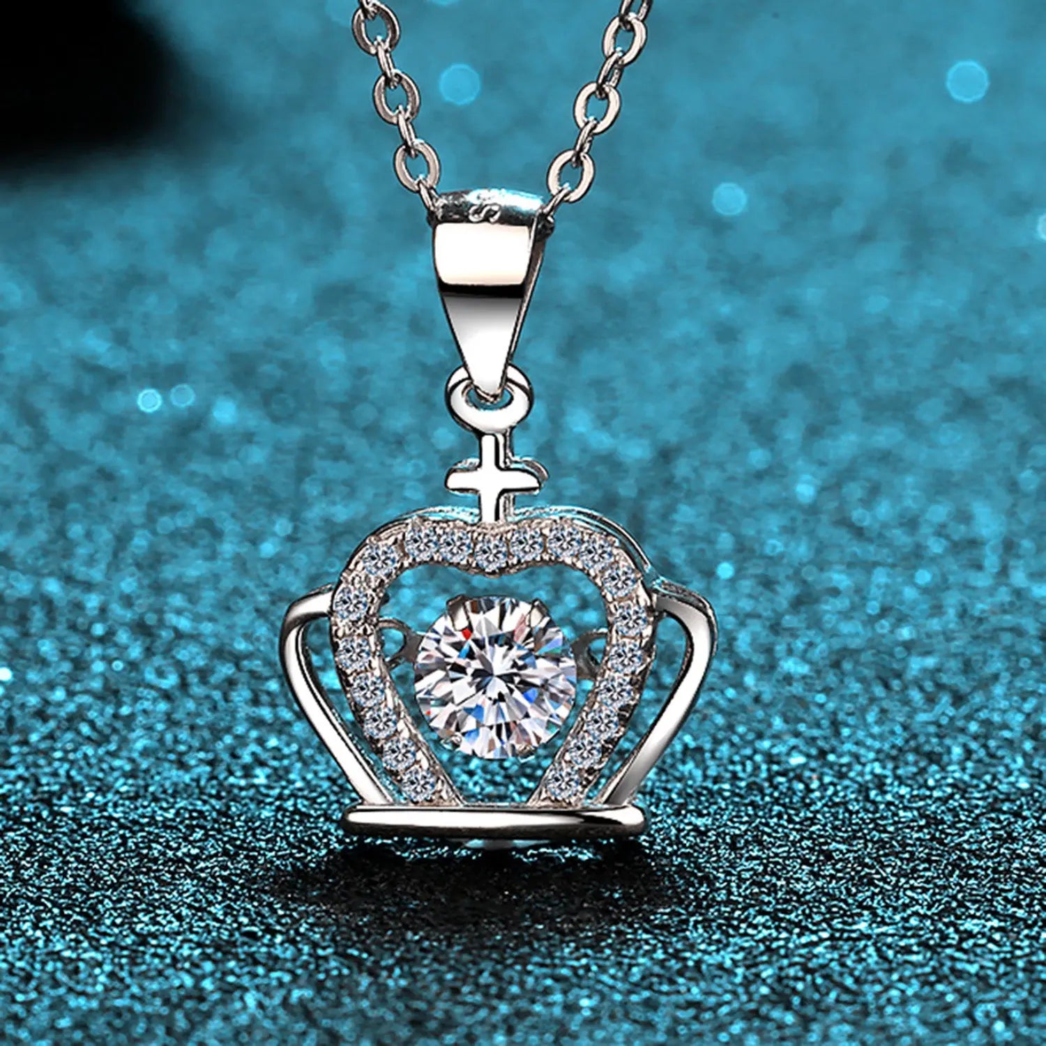 Moissanite Crown 925 Sterling Silver Necklace Trendsi