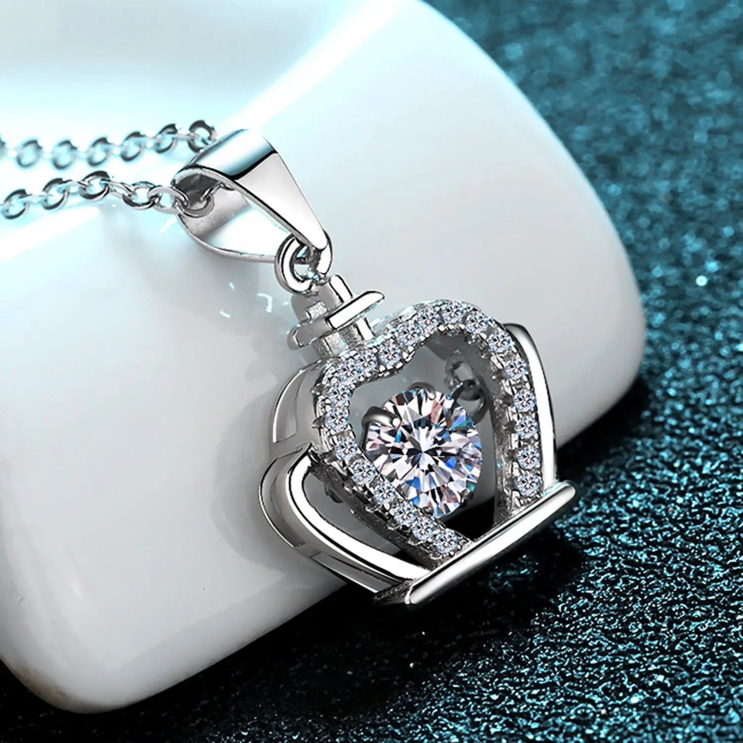 Moissanite Crown 925 Sterling Silver Necklace Trendsi