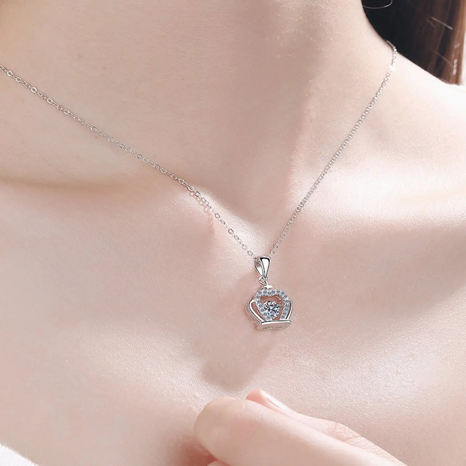 Moissanite Crown 925 Sterling Silver Necklace Trendsi