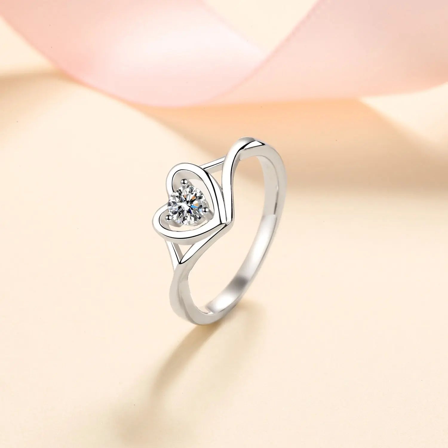 Moissanite Heart 925 Sterling Silver Ring Trendsi