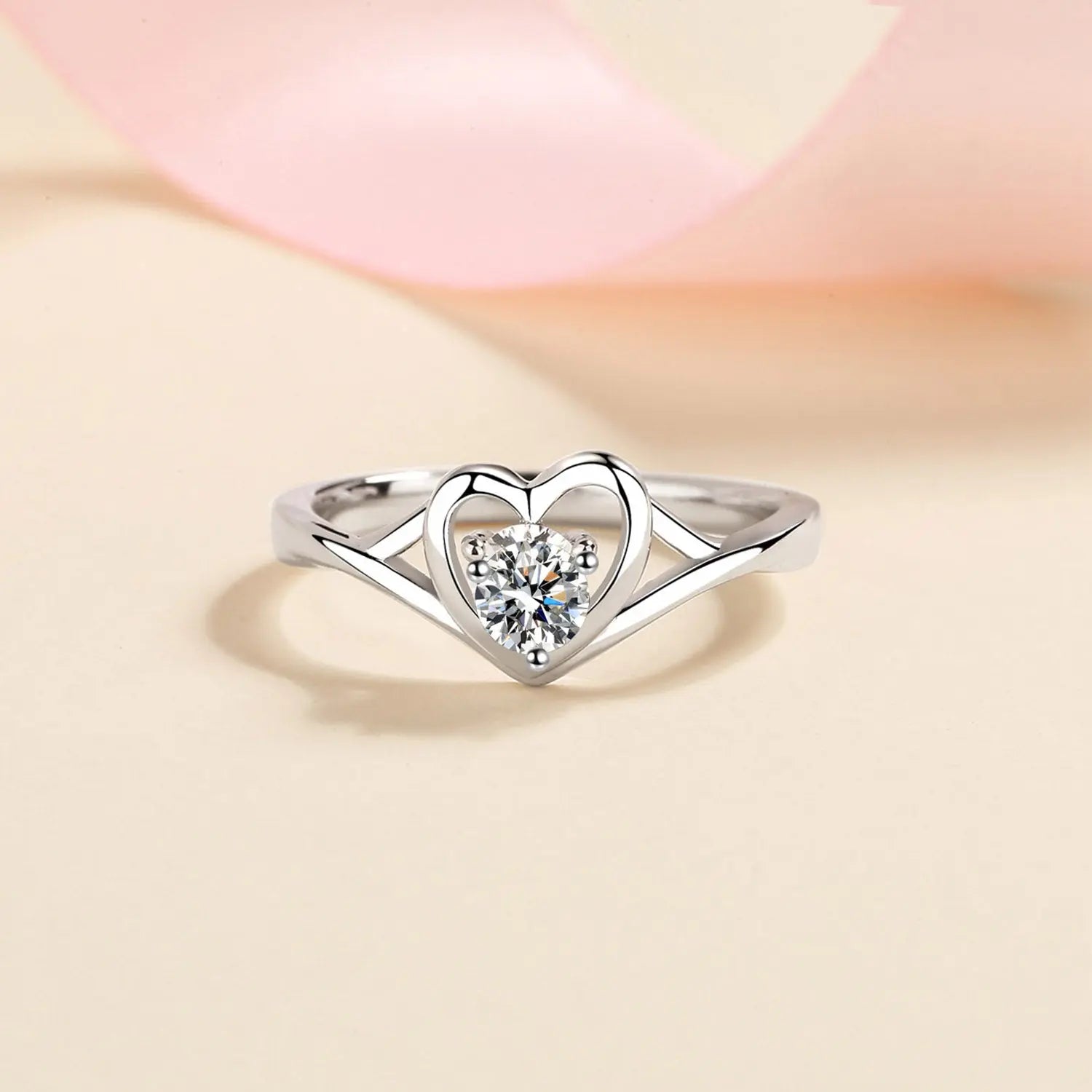 Moissanite Heart 925 Sterling Silver Ring Trendsi
