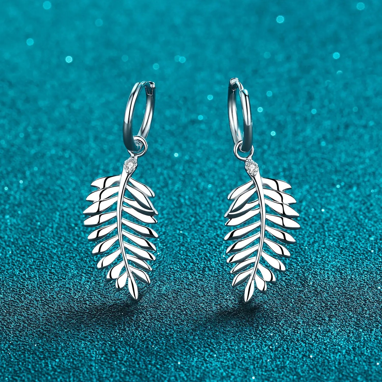 Moissanite Leaf 925 Sterling Silver Earrings Trendsi