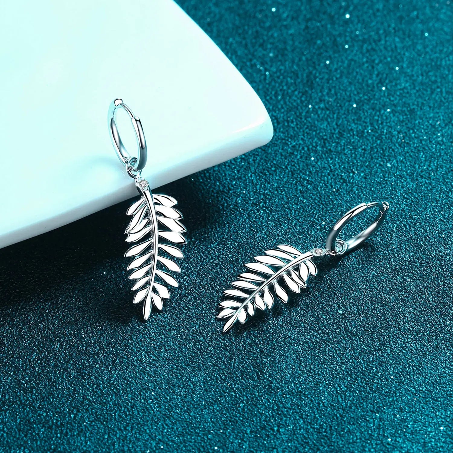 Moissanite Leaf 925 Sterling Silver Earrings Trendsi