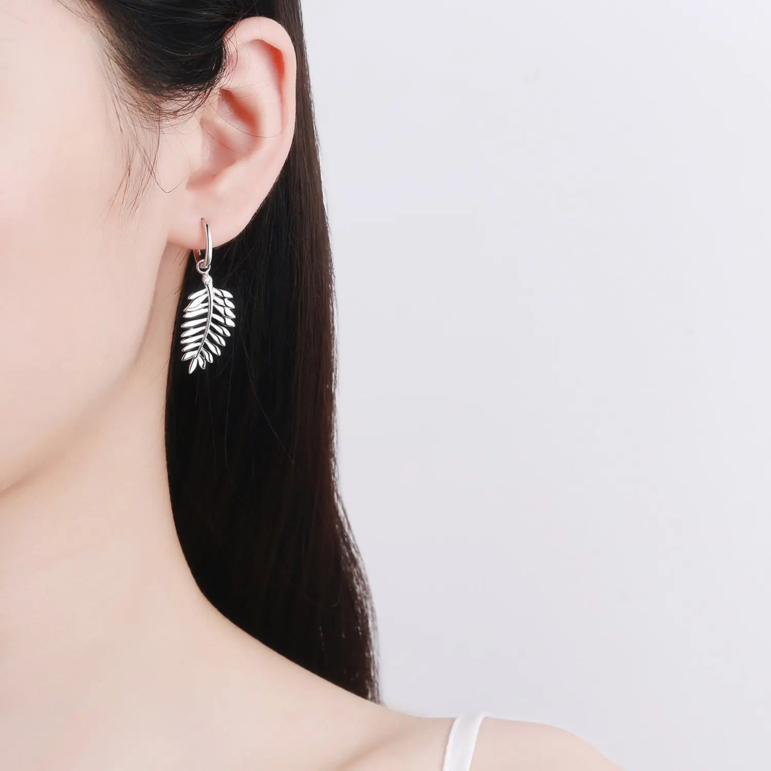 Moissanite Leaf 925 Sterling Silver Earrings Trendsi