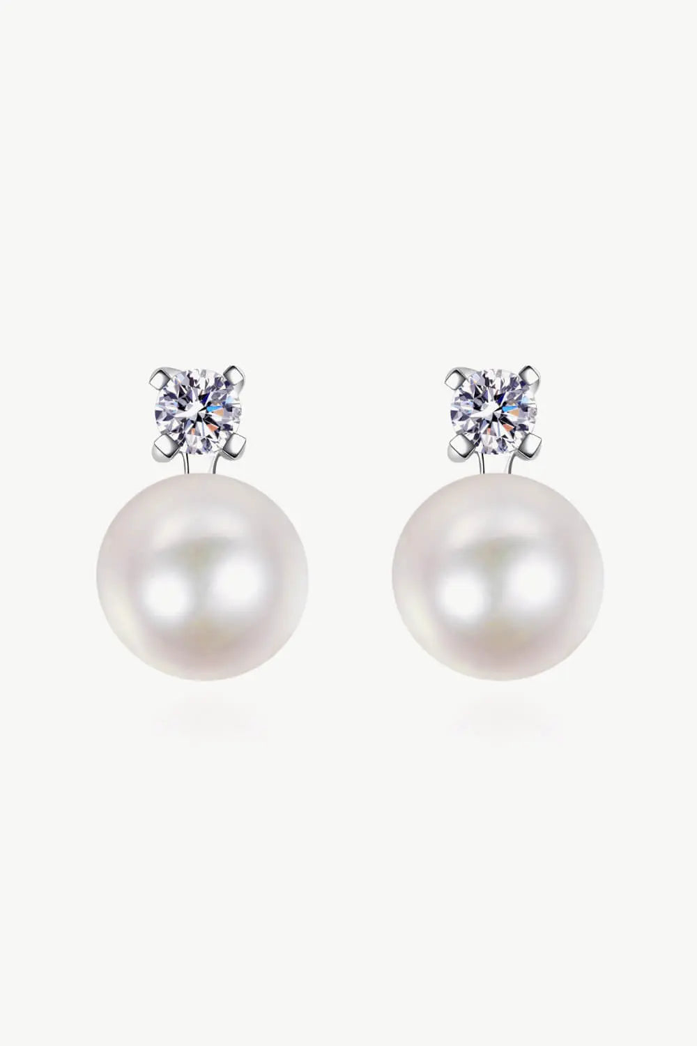 Moissanite Pearl Stud Earrings Trendsi