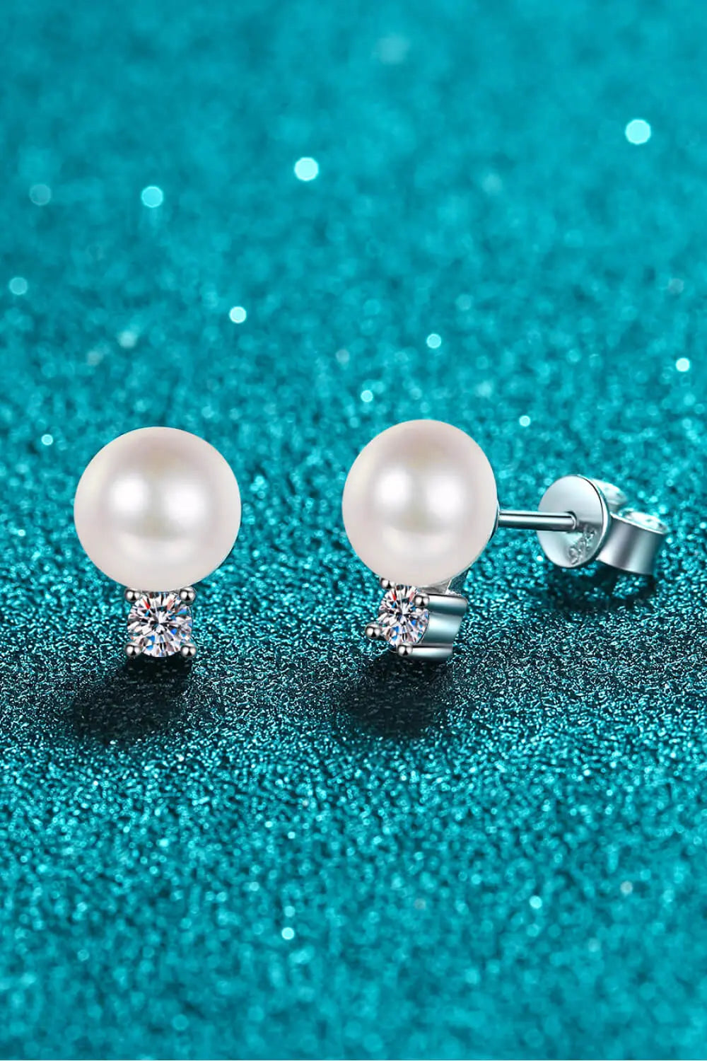 Moissanite Pearl Stud Earrings Trendsi
