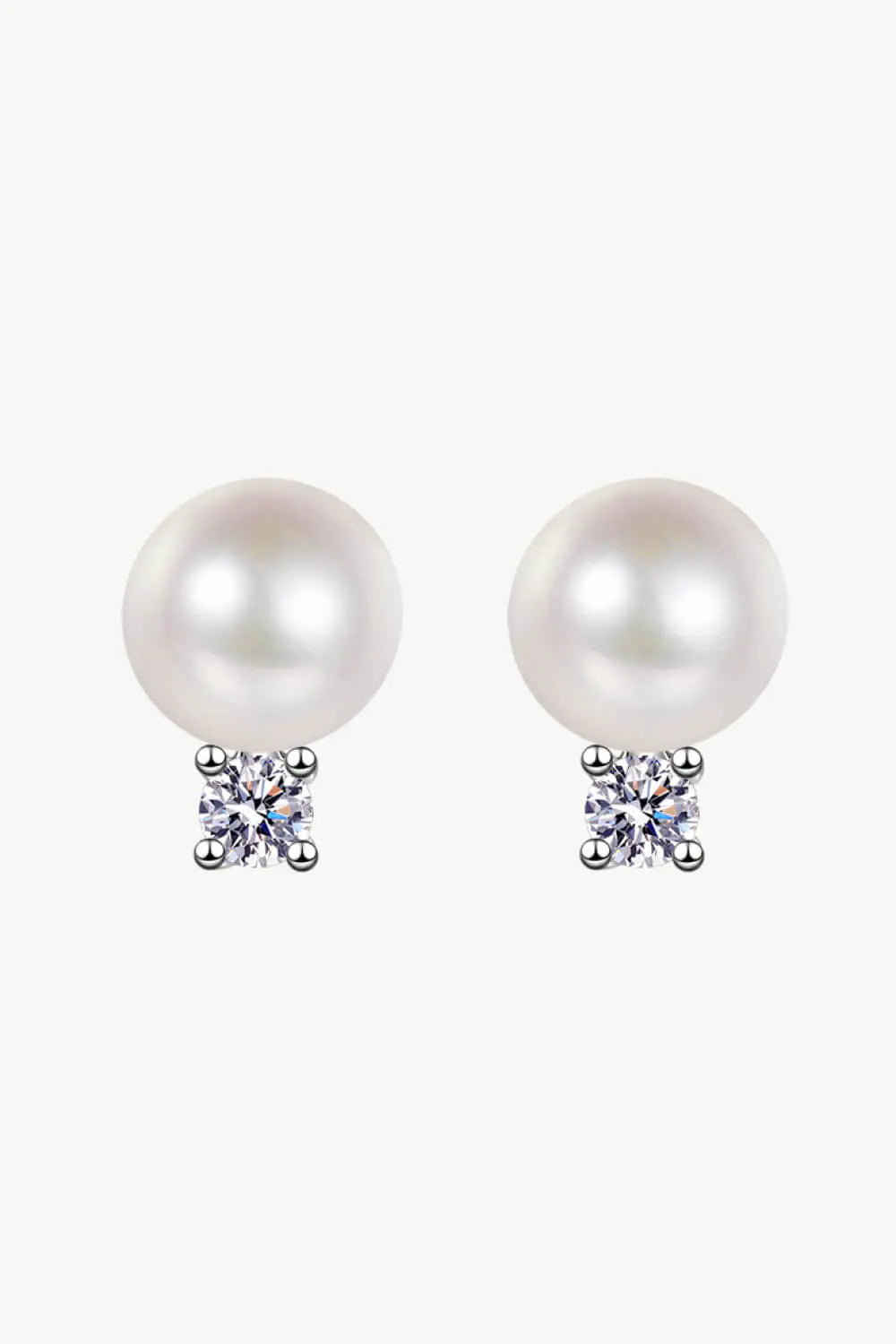 Moissanite Pearl Stud Earrings Trendsi