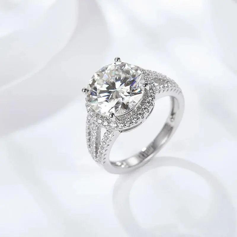 Moissanite Ring 5 Carat Round Classic TETAEA