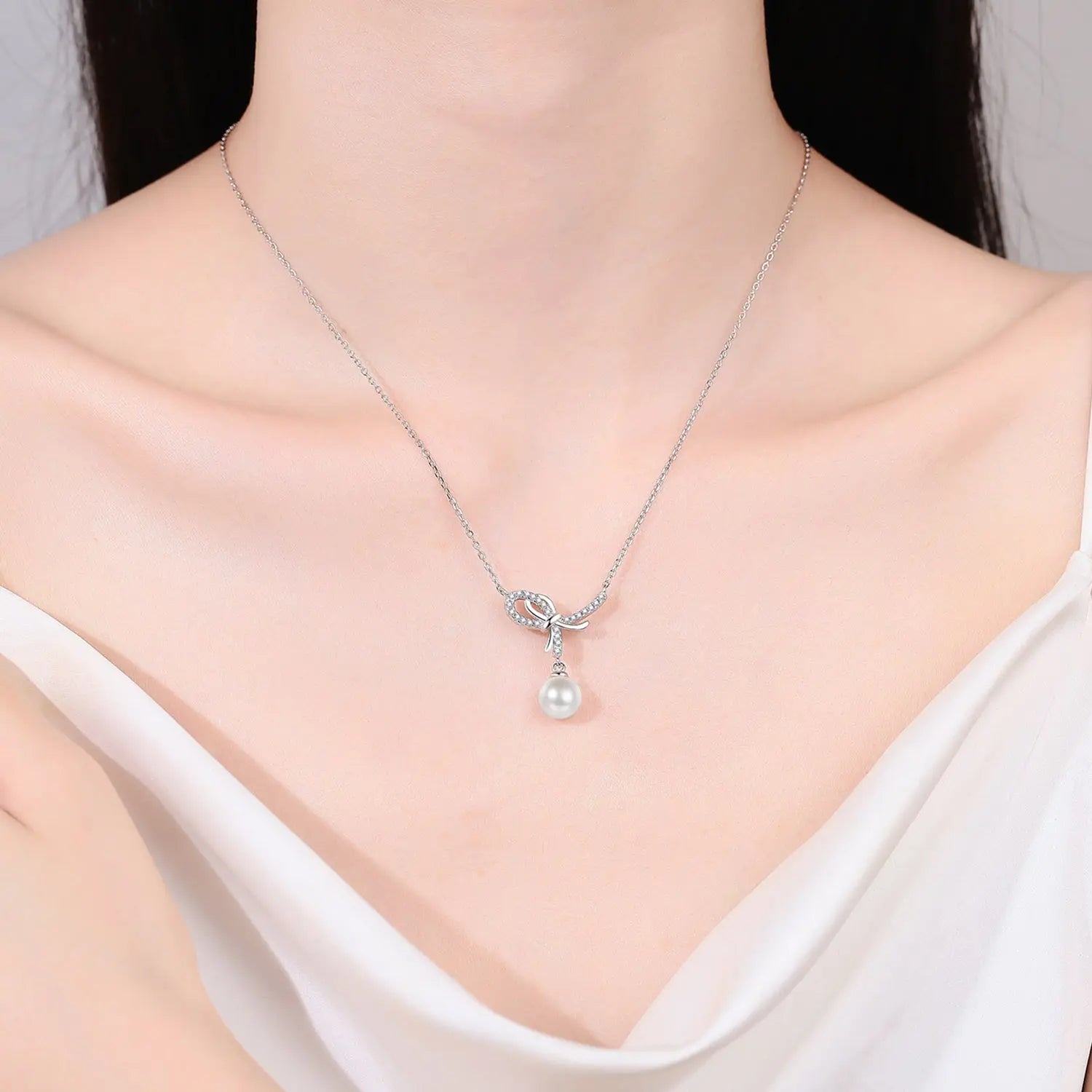 Natural Pearl Pendant Moissanite 925 Sterling Silver Necklace Trendsi