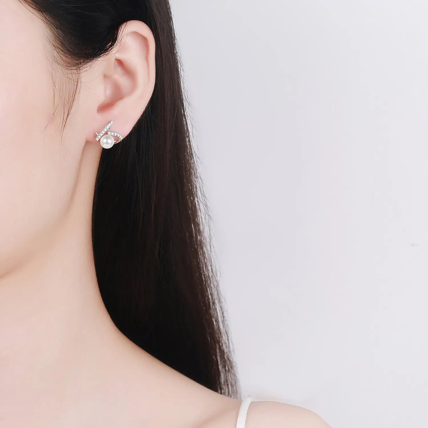 Pearl Moissanite 925 Sterling Silver Earrings Trendsi