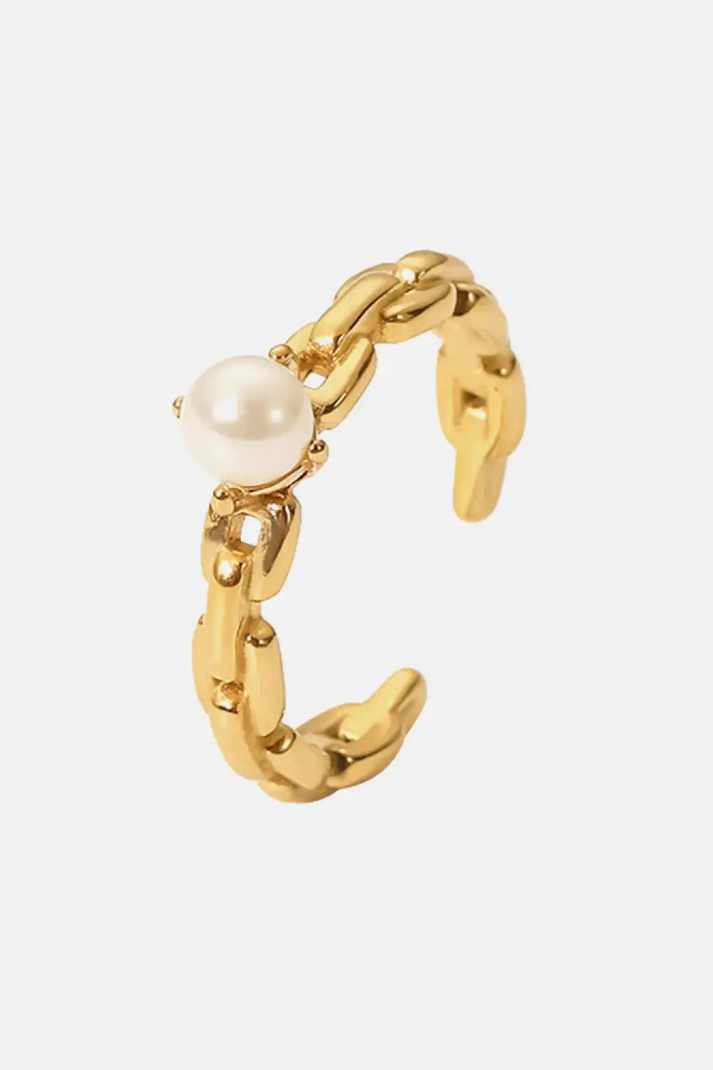 Pearl Stainless Steel Open Ring TETAEA