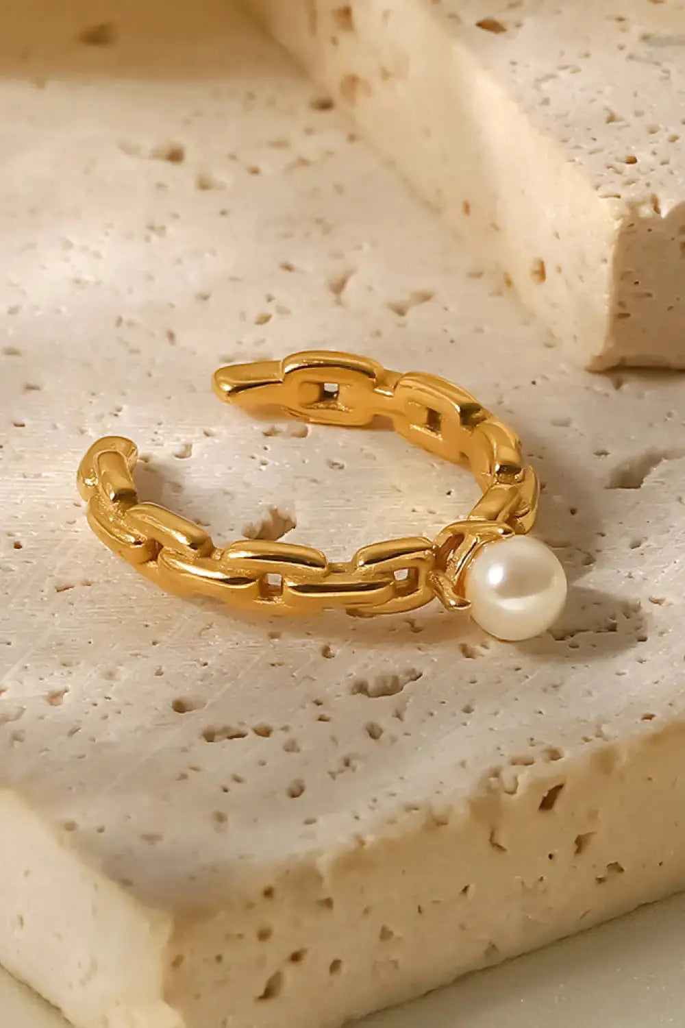 Pearl Stainless Steel Open Ring TETAEA