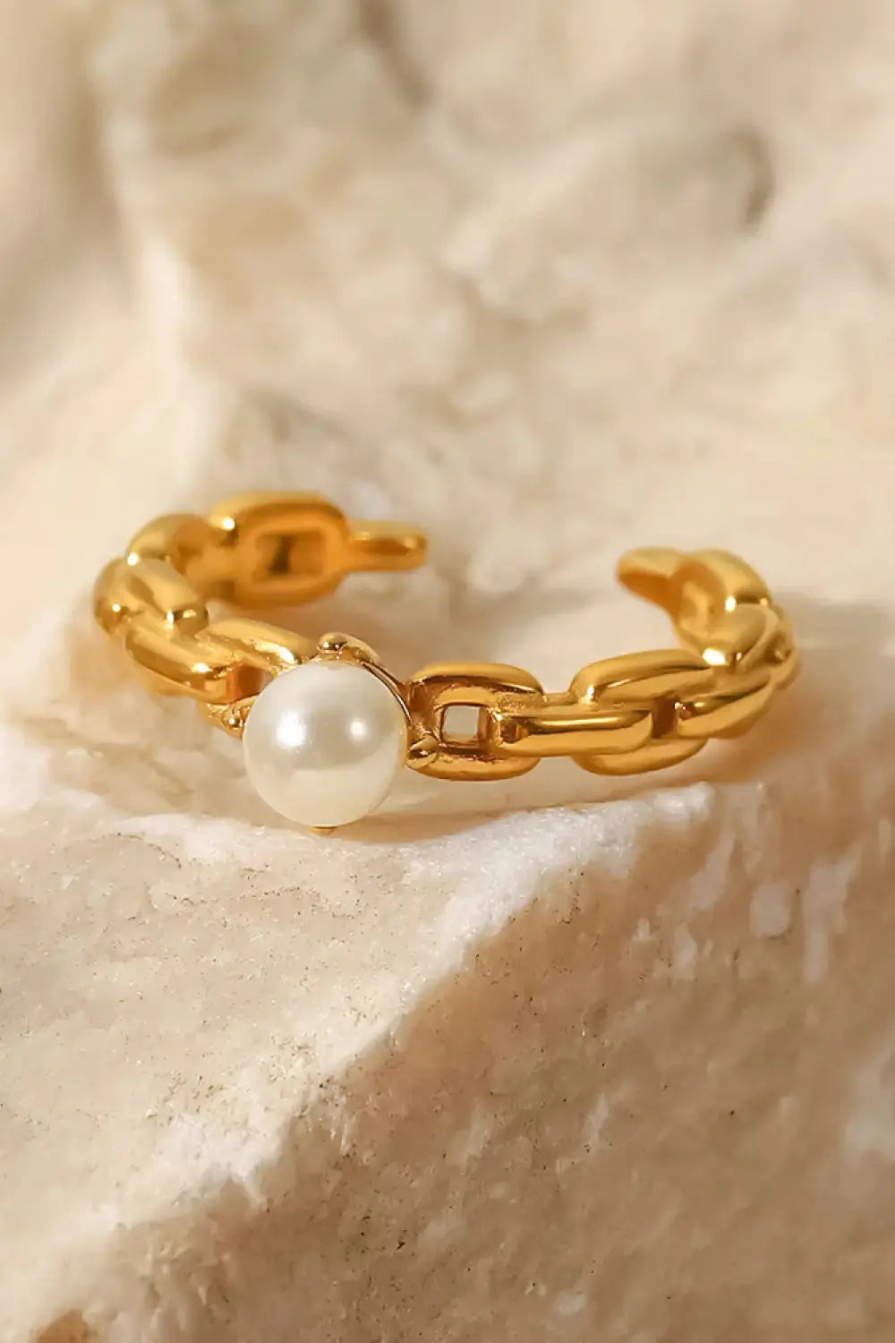 Pearl Stainless Steel Open Ring TETAEA
