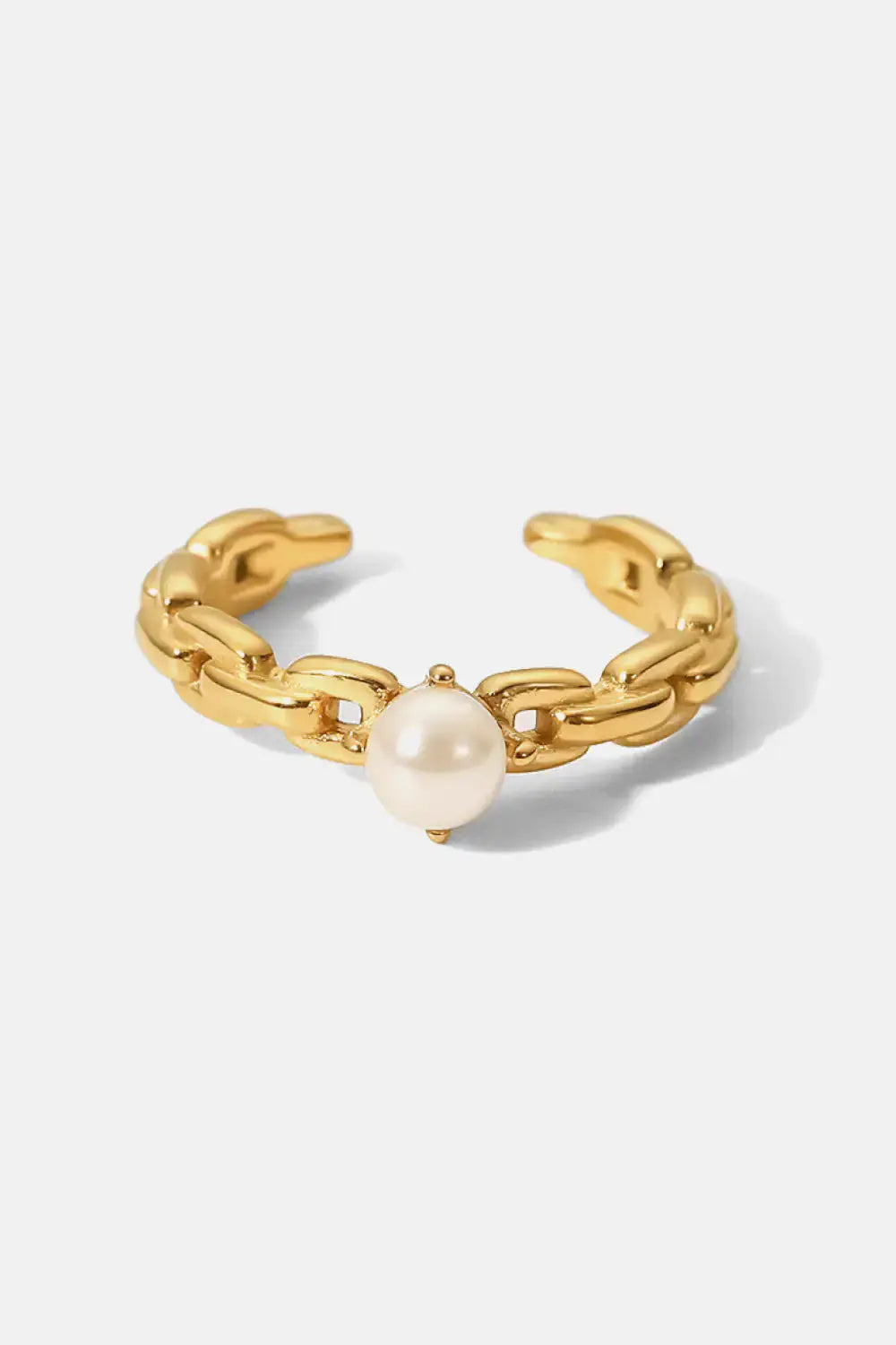 Pearl Stainless Steel Open Ring TETAEA