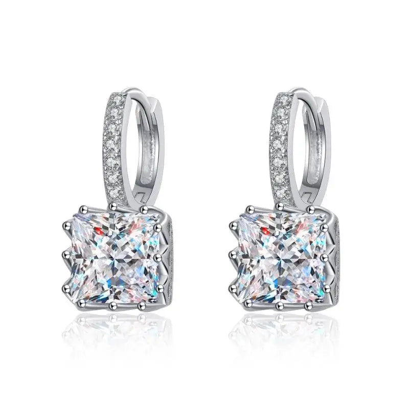 Princes 2 Carat Moissanite 925 Sterling Silver Drop Earrings Hook Engagement Wedding Fine Jewelry TETAEA