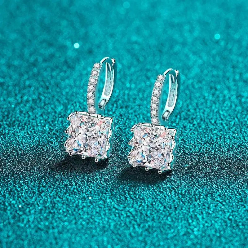 Princes 2 Carat Moissanite 925 Sterling Silver Drop Earrings Hook Engagement Wedding Fine Jewelry TETAEA