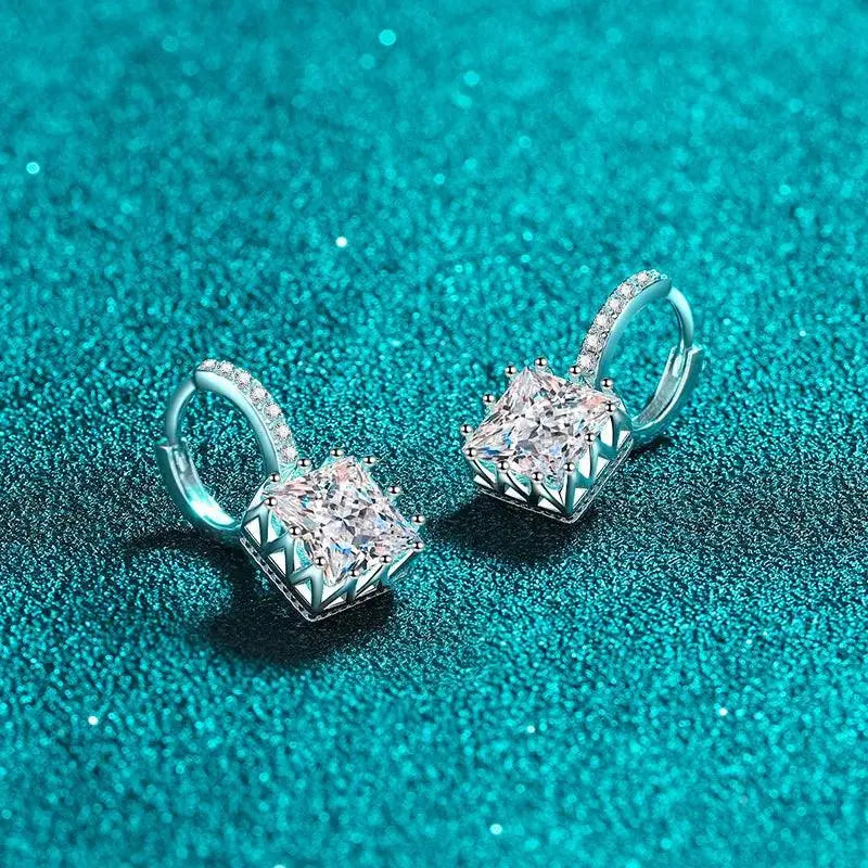 Princes 2 Carat Moissanite 925 Sterling Silver Drop Earrings Hook Engagement Wedding Fine Jewelry TETAEA