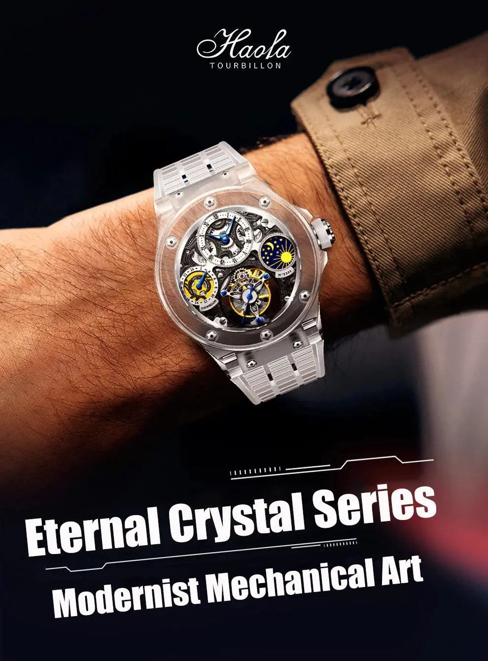 Rare Luxury Crystal Tourbillon Mechanical Watch TETAEA