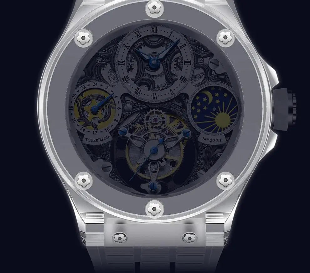 Rare Luxury Crystal Tourbillon Mechanical Watch TETAEA