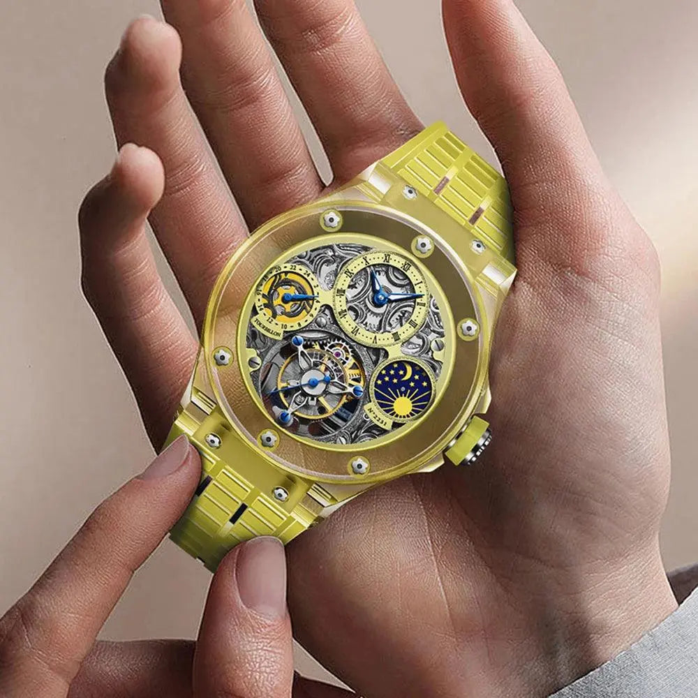 Rare Luxury Crystal Tourbillon Mechanical Watch TETAEA