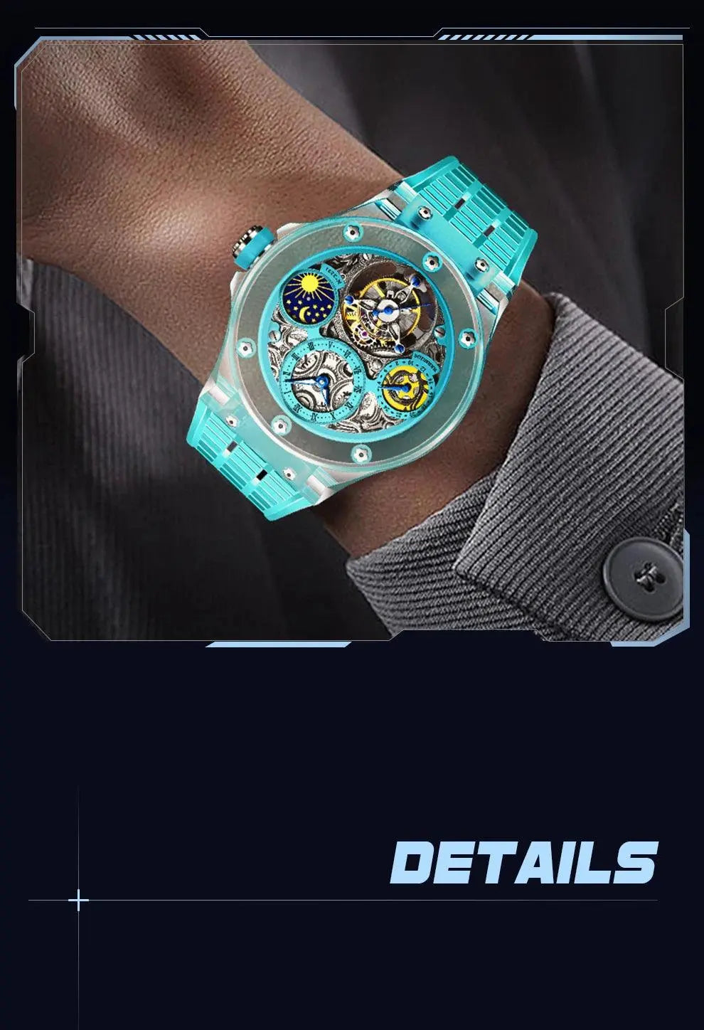 Rare Luxury Crystal Tourbillon Mechanical Watch TETAEA