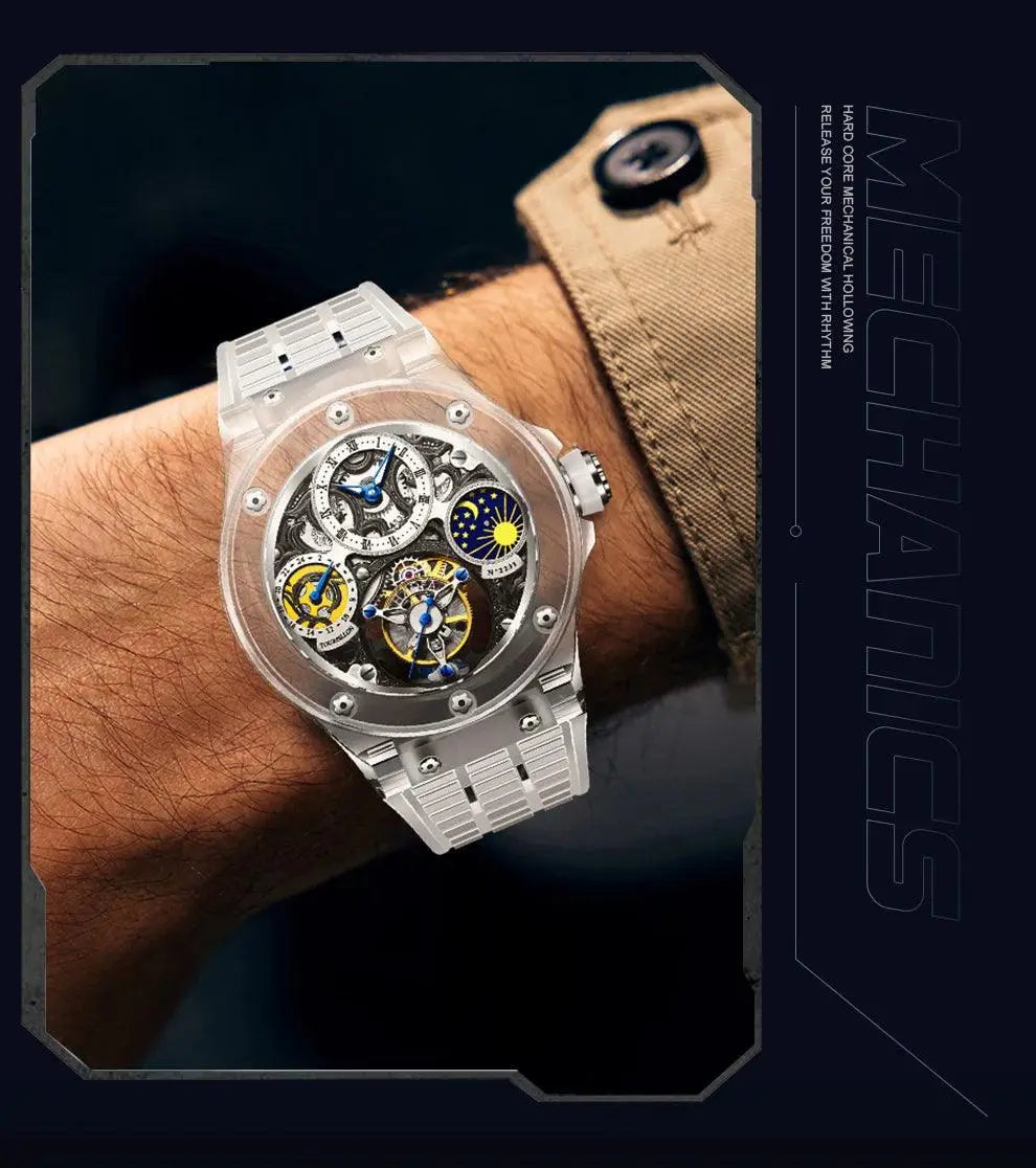 Rare Luxury Crystal Tourbillon Mechanical Watch TETAEA