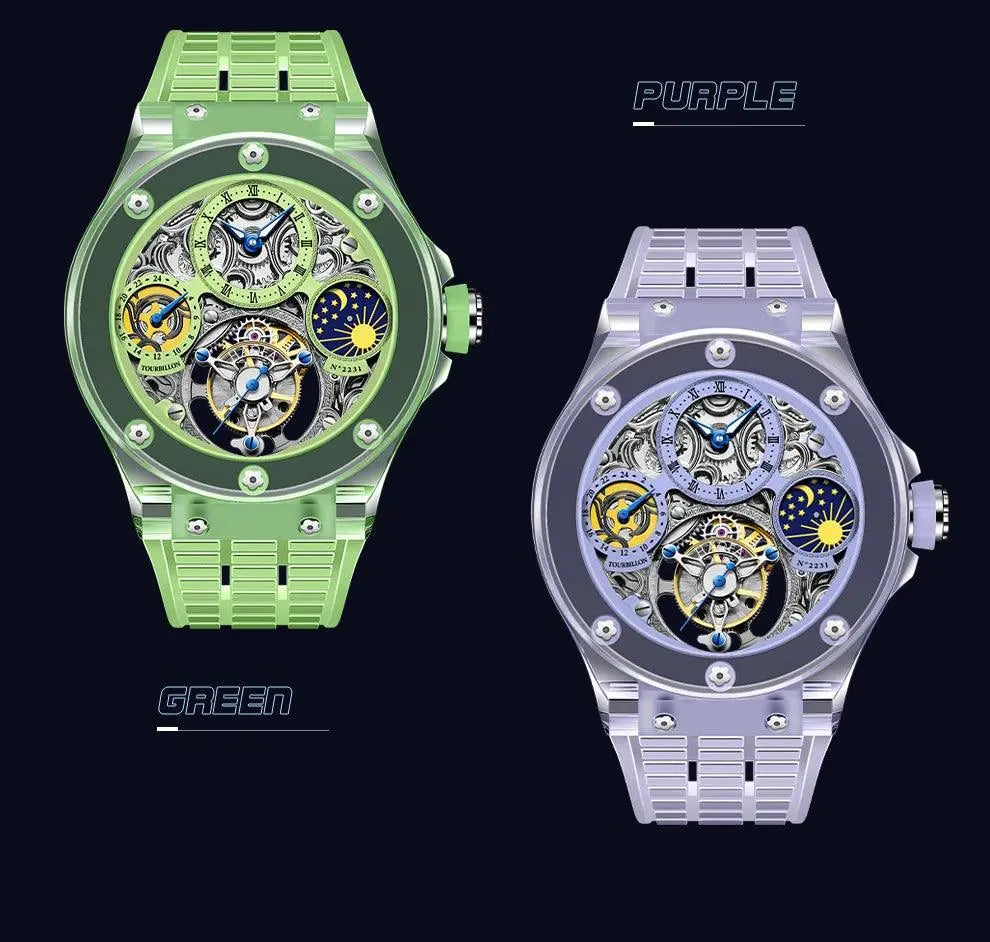Rare Luxury Crystal Tourbillon Mechanical Watch TETAEA