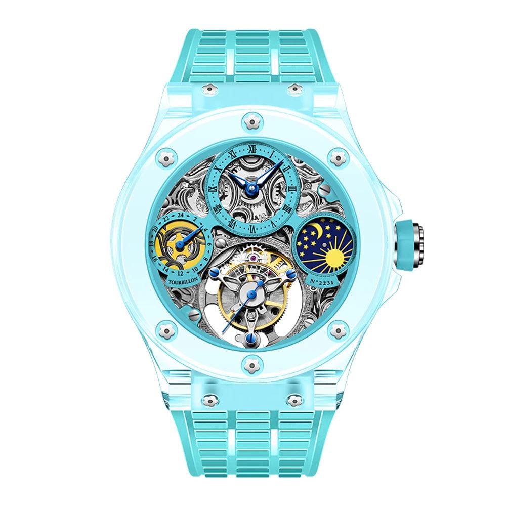 Rare Luxury Crystal Tourbillon Mechanical Watch