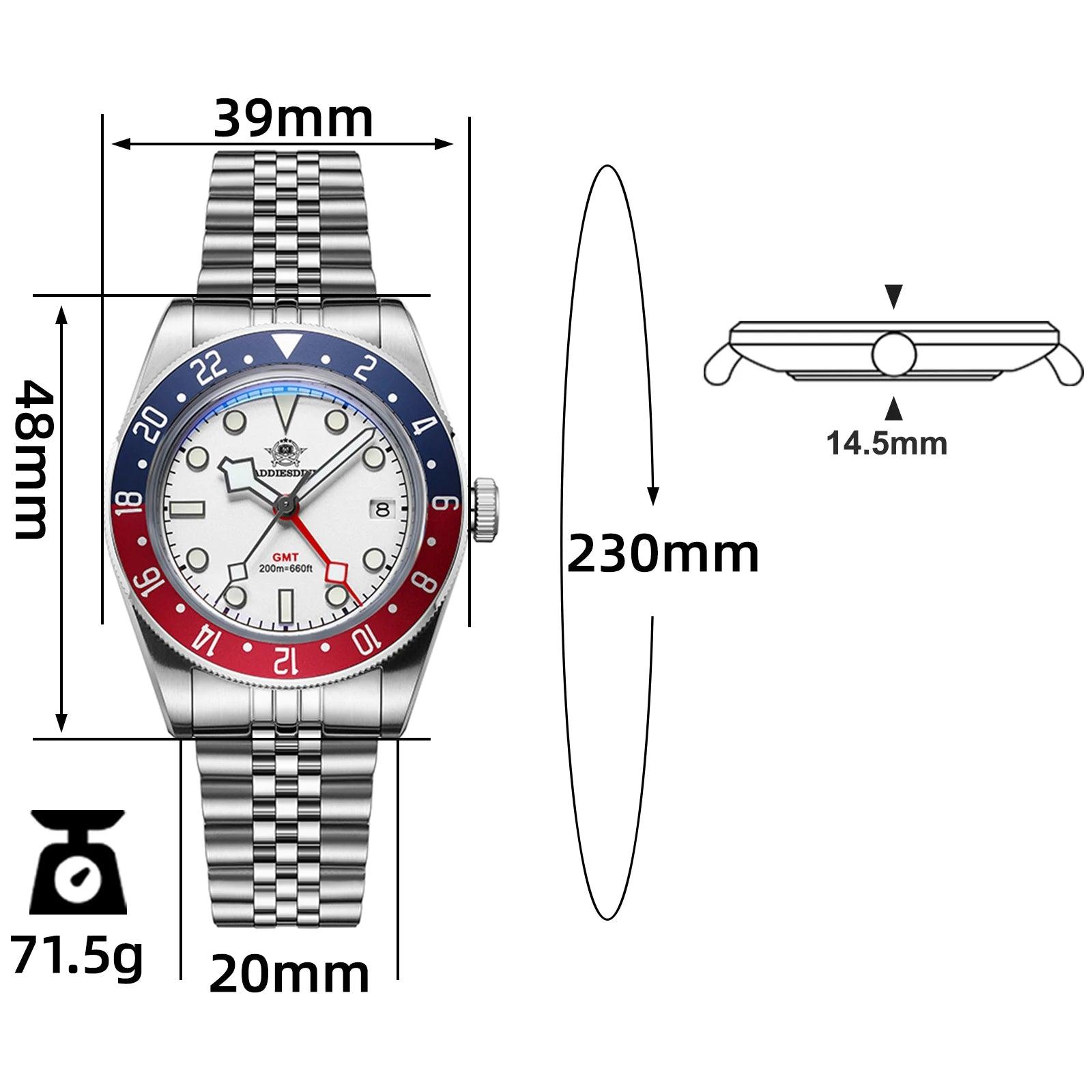 Highly Luminous Stainless Steel Quartz Watch for Diving to 200 Meters