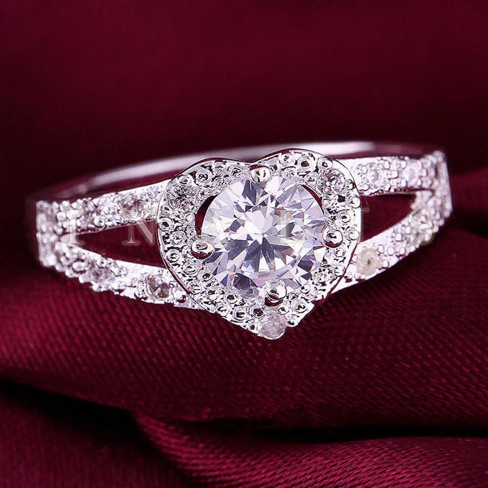 Fashion Heart-Shaped Ring Zircon