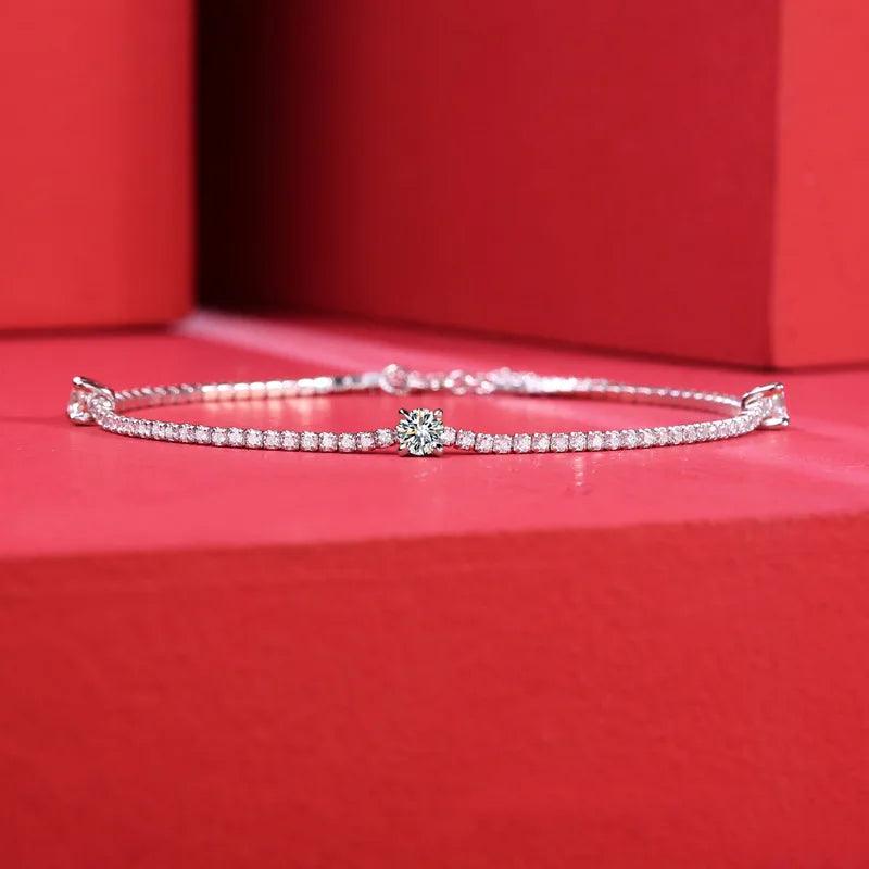 0.9 Ct Moissanite 925 Sterling Silver Bracelet Engagement