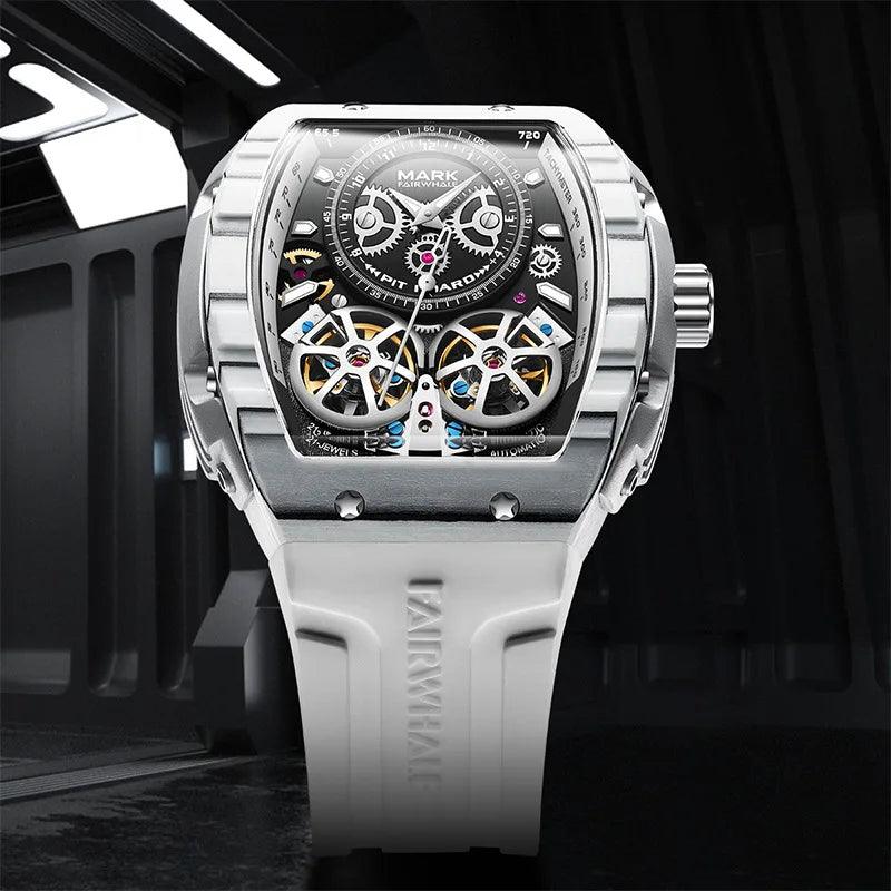 FAIRWHALE Fashion Mens Watches Carbon Fiber Dial Tourbillon Wristwatch Luxury Automatic Mechanical Watch for Men Reloj Hombre