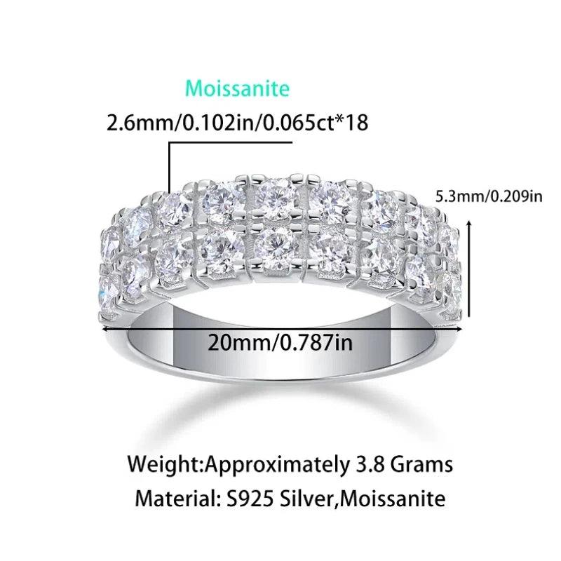 925 Sterling Silver Diamond Ring with Moissanite Stones