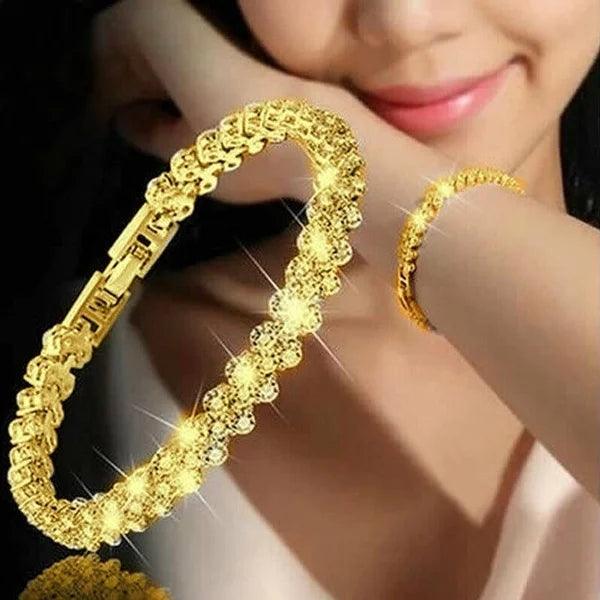 Simple Bracelet Rhinestone Leaves Chain Bangle