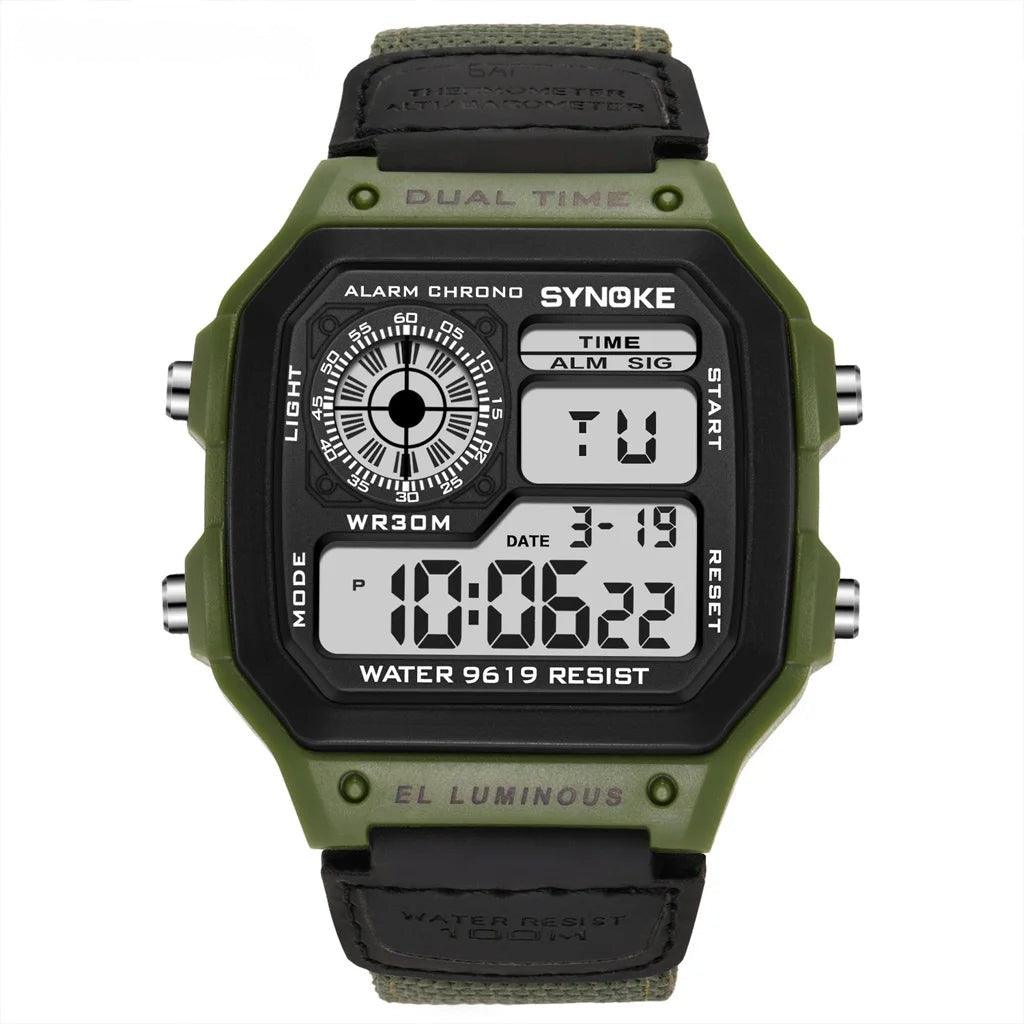 Heavy Men's Fashion Sports Waterproof Multifunctional Luminous Digital Military Watch