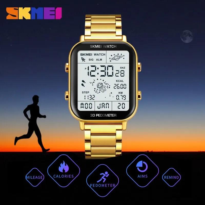 Digital Sports Watches with Luminous Display Pedometer for Men Stopwatch Countdown Calendar Calorie Counter + Watch link removal tool gift