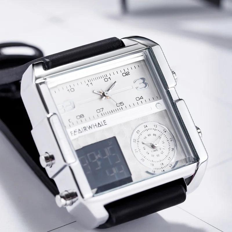 Eye-catching square digital Chinese electronic watch with many buttons