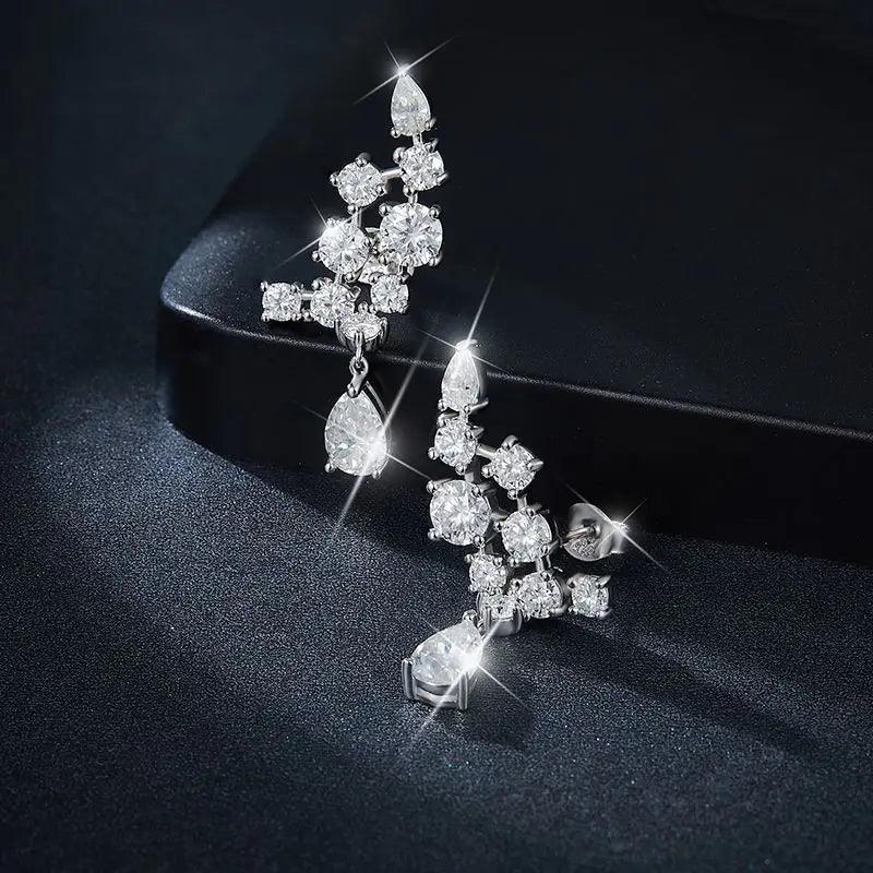 Luxury Rare 6 Carat Moissanite Diamond Drop Earrings 925 Sterling Silver Classic Geometric