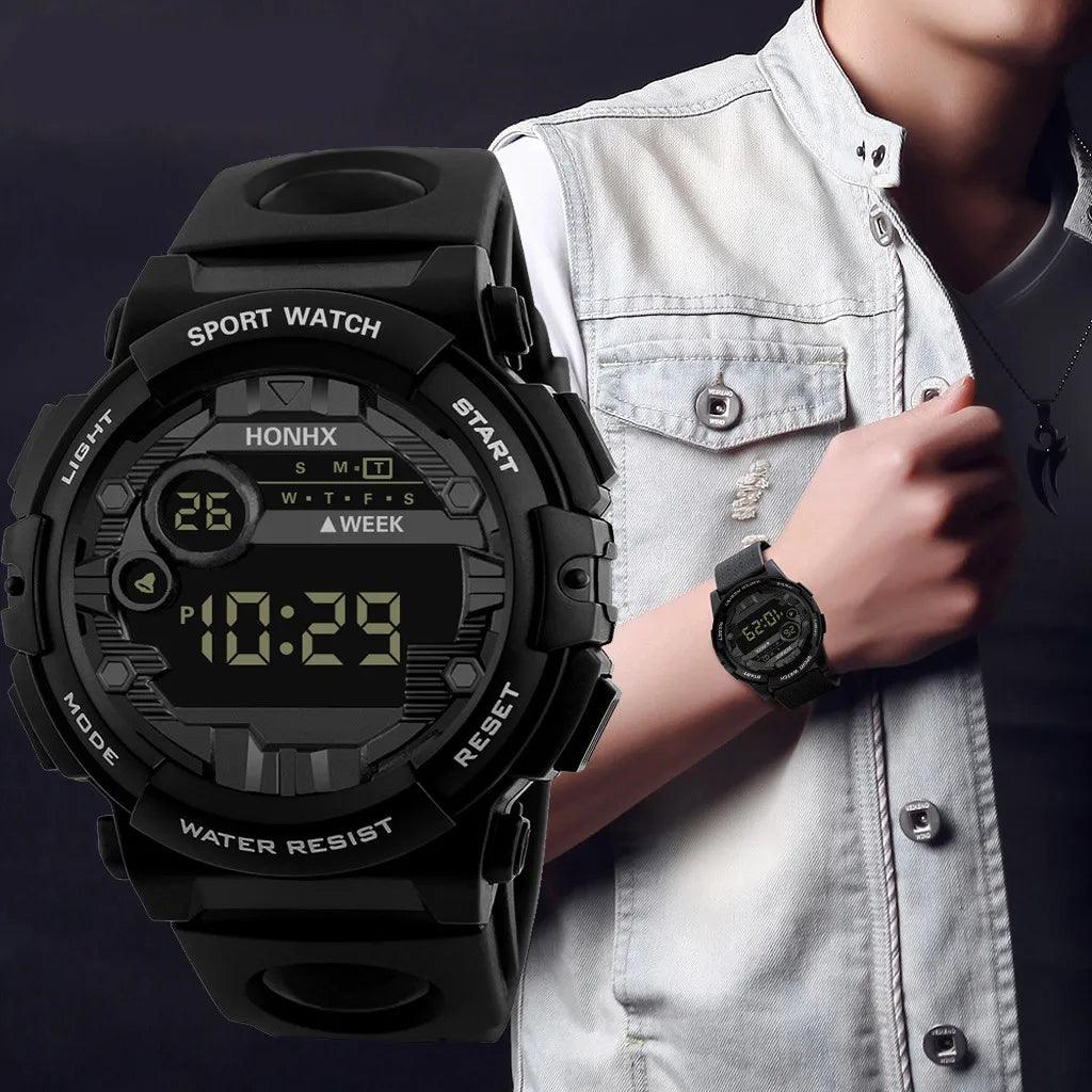 Luxury Men's Digital LED Sports Electronic Fitness Waterproof Watch