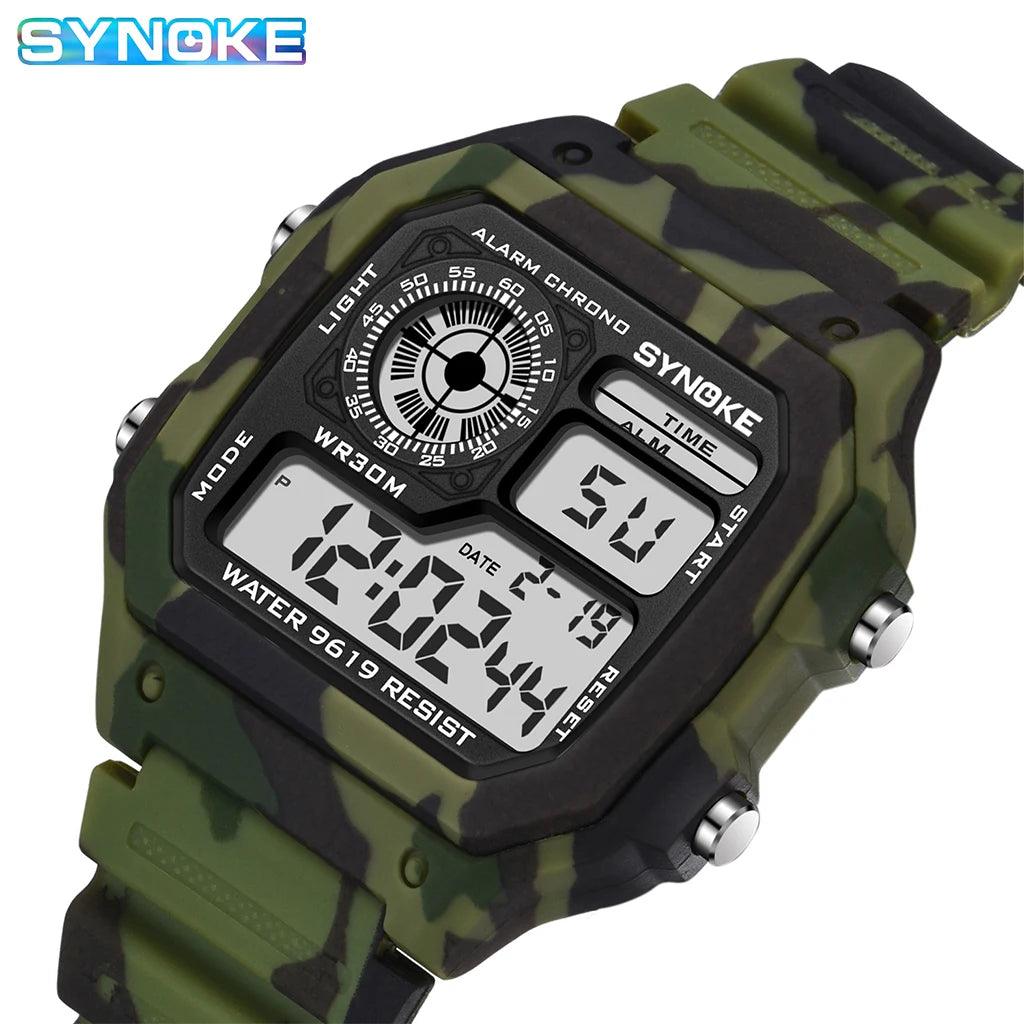 Heavy Men's Fashion Sports Waterproof Multifunctional Luminous Digital Military Watch