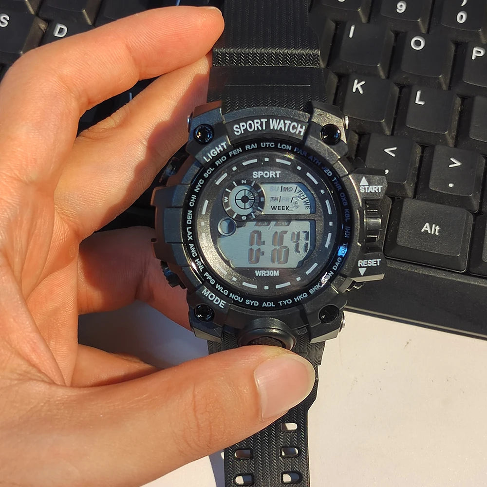 Men's Digital LED Luminous Sports Fashion Military Waterproof Watch