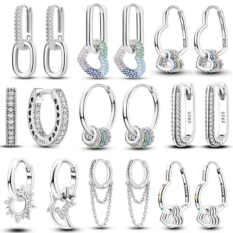 60 Types of Beautiful 925 Sterling Silver Earrings for Women Different Shape Earrings