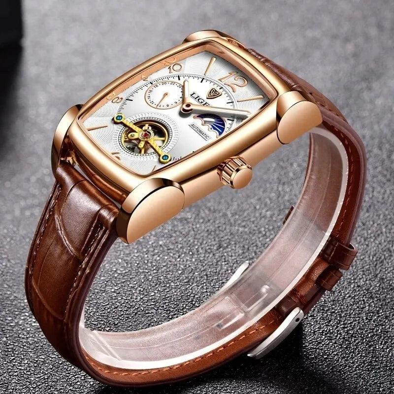 New Men's Automatic Mechanical Watch Luminous Waterproof Leather Strap Men's Watch