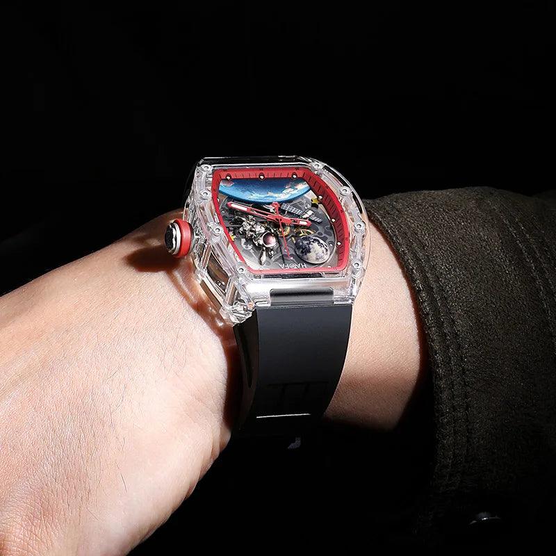 3D Men's Mechanical Watch Transparent Hollow Moon Luminous