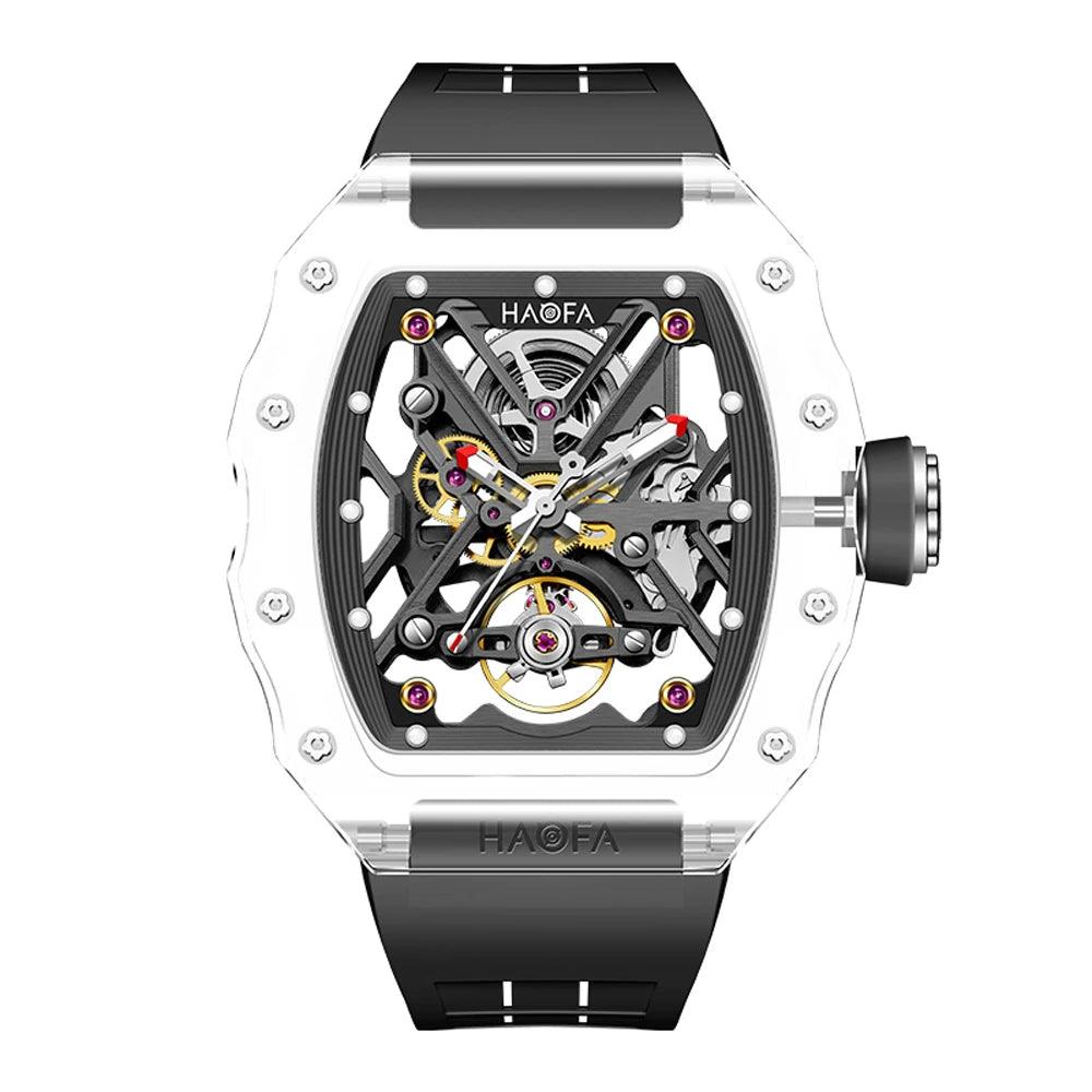 Men's Automatic Mechanical Watch Transparent Crystal Luxury Double-Sided Hollow Waterproof Luminous Watch