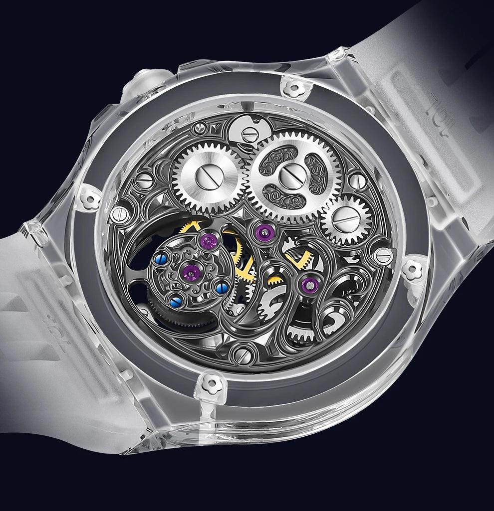 Rare Luxury Crystal Tourbillon Mechanical Watch