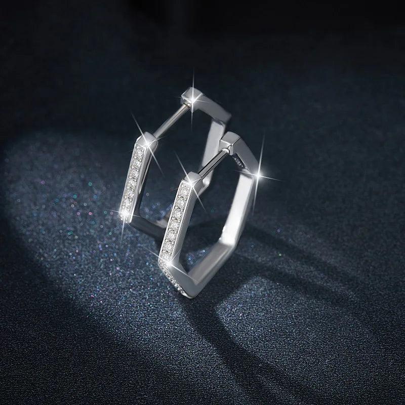 Luxury New Hexagonal Geometric Earrings S925 Sterling Silver